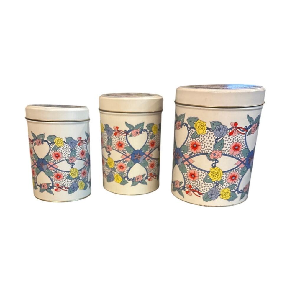 Vintage Floral Nesting Canister Set | Retro Kitchen Tins, Kmart Made in China
